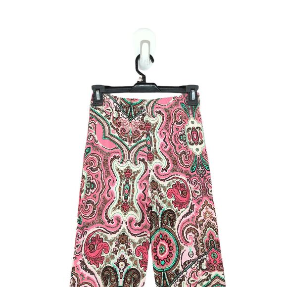 Free People Women XS Harper Pants Hot Pink Combo 70s Flare Leg Paisley NEW - Picture 7 of 7